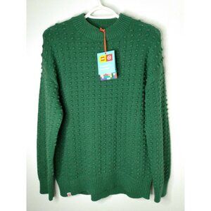 Lego Target Women's Green Brick Block Bobble Stitch Pullover Sweater Soft! NWT